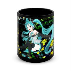 Большая черная кружка "Хатсуне Мику" (Vocaloid) 10768 - фото 24706
