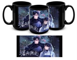 Большая черная кружка "Маленький гриб" 15831