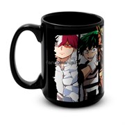 Большая черная кружка "Моя геройская академия" (Boku no Hero Academia) 7319