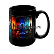 Большая черная кружка "12 докторов" (Доктор Кто) 7447