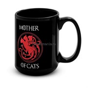 Большая черная кружка "Mother of cats" 7521