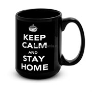 Большая черная кружка "Keep calm and stay home" 11939